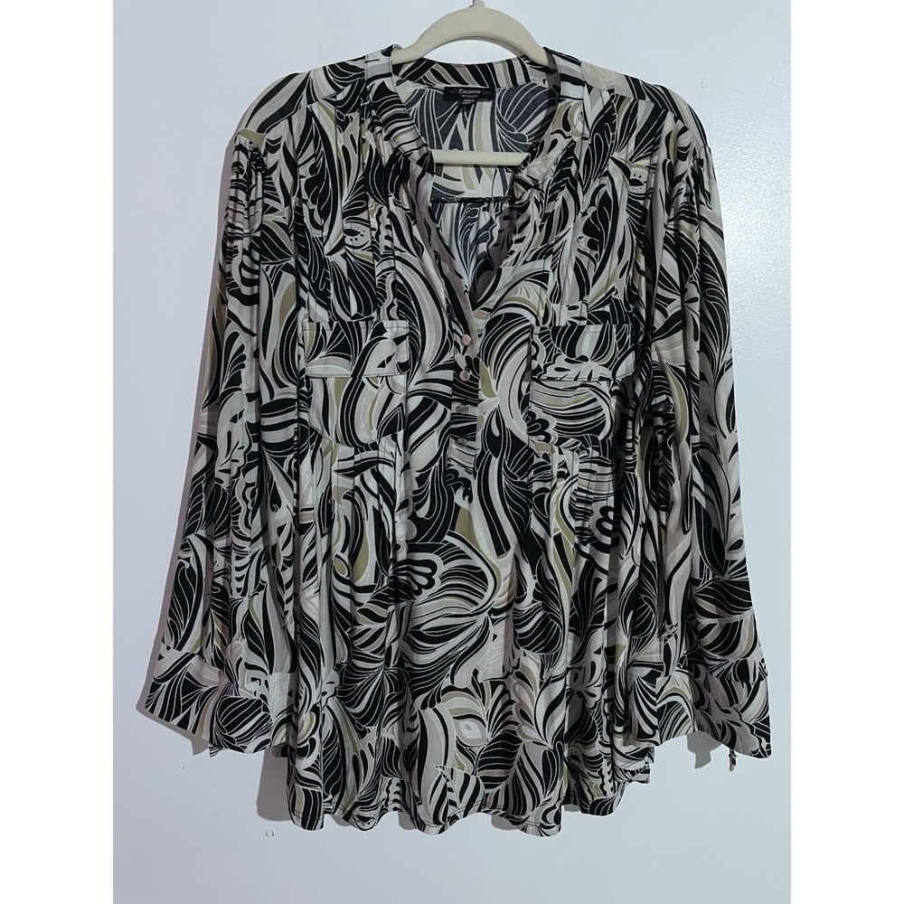 Cocomo Popover Top 2X Artsy Office Feminine Brunch Vacation Pleated READ